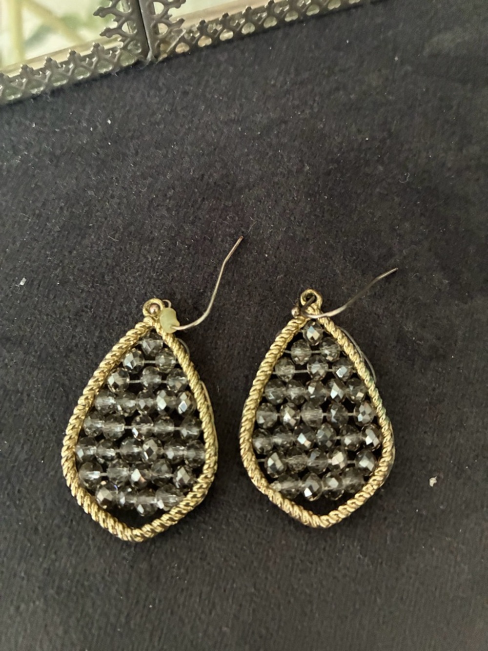 Francesca's Collections Gold Teardrop Crystal Cluster Earrings - Picture 2 of 6